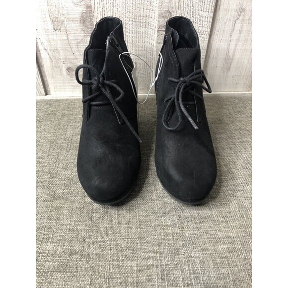 Womens Universal Thread Black Bessie Booties Lace Up Side Zip Boots Size 6.5 - Picture 5 of 8